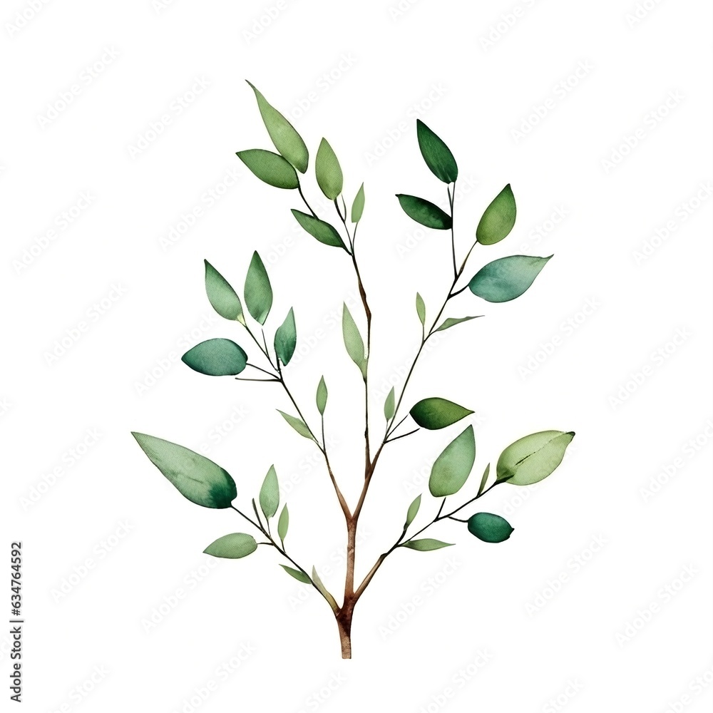 Obraz premium Watercolor eucalyptus, generative ai
