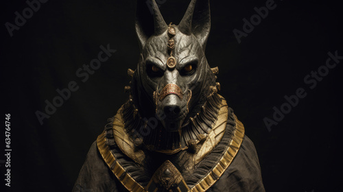 Ancient Egyptian god of death and the world of the dead  the terrible Anubis. Fantasy character of Egypt. Generative Ai