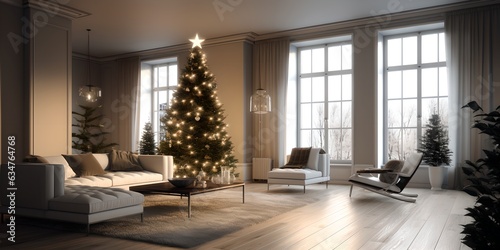 Luxury classic Christmas interior  generative ai