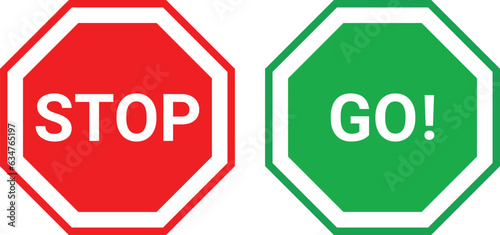 stop sign and go sign vector illustration photo