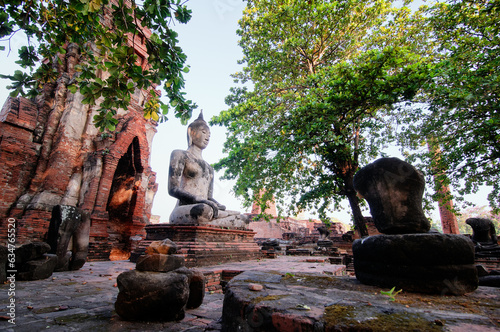 Buddha statue in Wat Mahathat temple, Ayutthaya, Thailand.