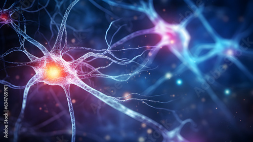 Neurons brain cell medical background. Generative AI © zeenika