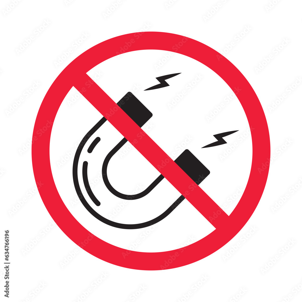 Forbidden magnet vector icon. Warning, caution, attention, restriction, label, ban, danger. No magnet attraction flat sign design pictogram symbol. No magnet icon Forbidden magnet vector icon. Warning, caution, attention, restriction, label, ban, danger. No magnet attraction flat sign design pictogram symbol. No magnet icon