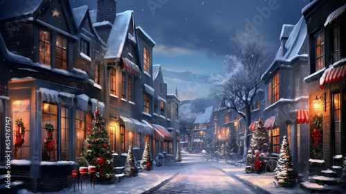 Winter Wonderland: Christmas Magic on a Snowy City Street
