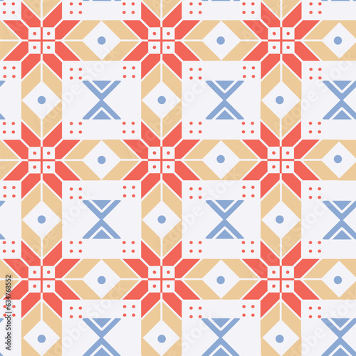 Hand drawn vector seamless pattern with patchwork decorative ornaments