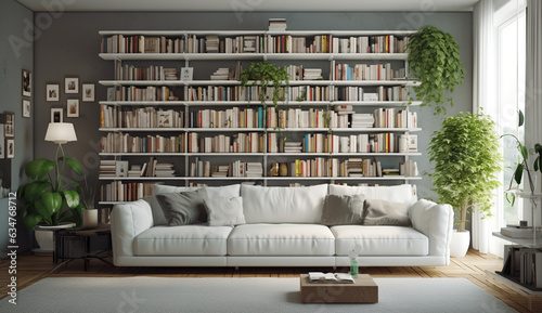 Modern interior design Reading room in cozy and warm style © toonsteb