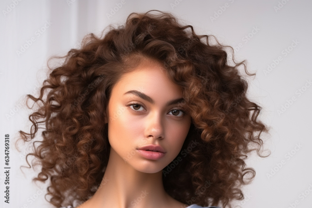 beautiful young woman with red curly hair at camera beautiful young woman with red curly hair at camera