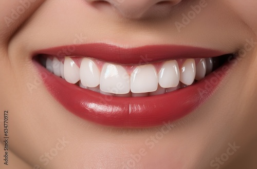 smile with white teeth and red lips