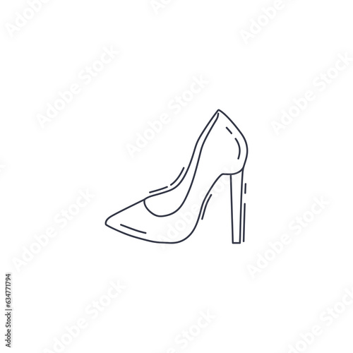 female heel line icon. Women's high heeled shoes thin line icon.