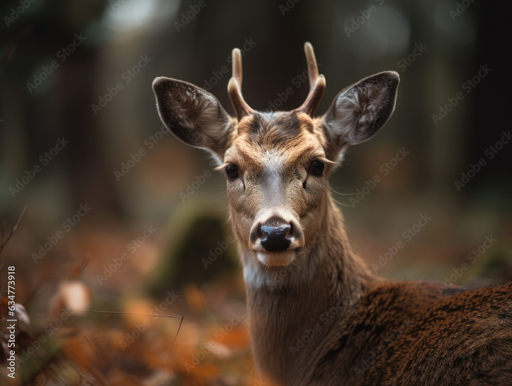 Deer portrait created with Generative AI technology