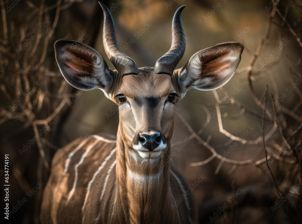Kudu portrait created with Generative AI technology Kudu portrait created with Generative AI technology