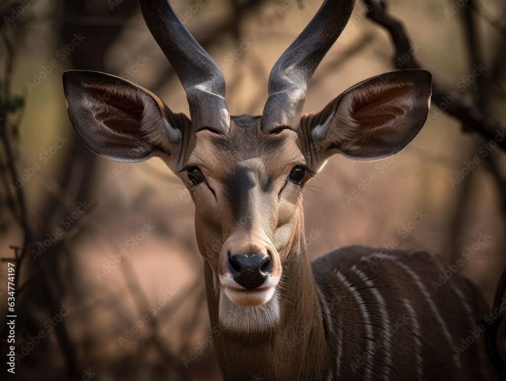 Fototapeta premium Kudu portrait created with Generative AI technology