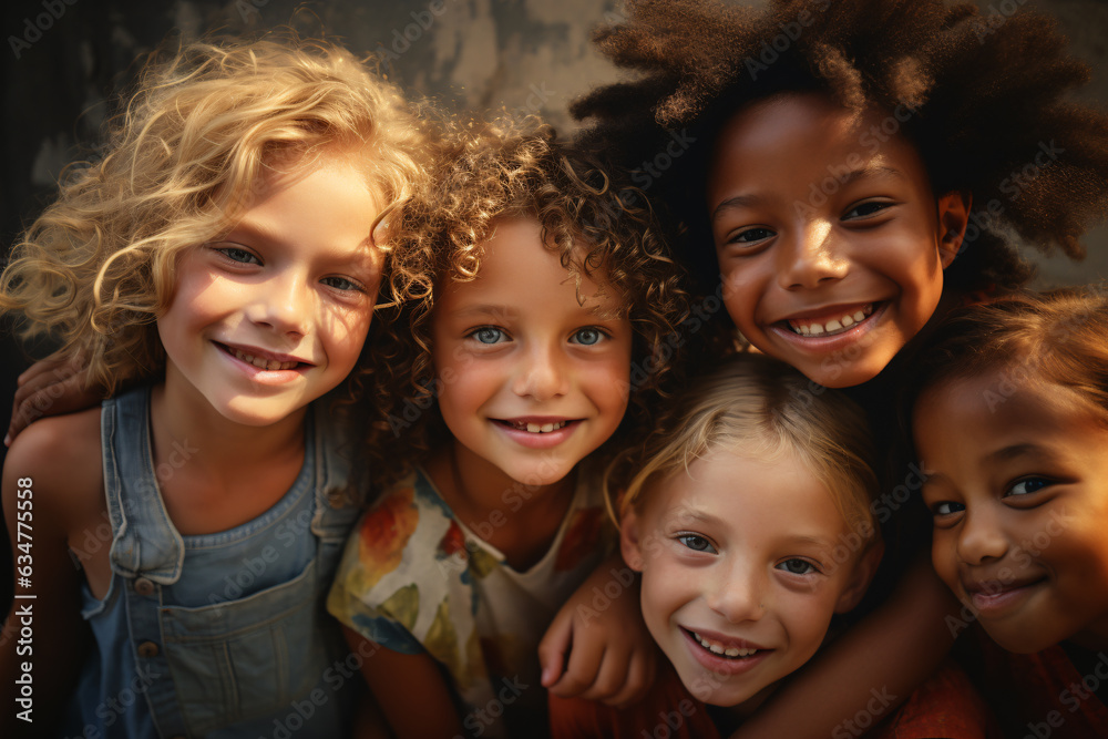 Beaming, Multiracial Kids in Joyful Portrait
