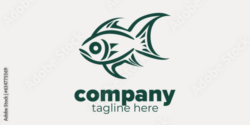 Fish Finesse: Captivating Lineart Logo Design Template with Vector