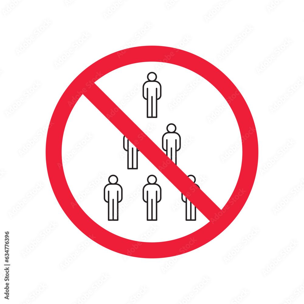 Forbidden group of people vector icon. Warning, caution, attention, restriction, label, ban, danger. No people crowd flat sign design pictogram symbol. No protest outcry objection icon Forbidden group of people vector icon. Warning, caution, attention, restriction, label, ban, danger. No people crowd flat sign design pictogram symbol. No protest outcry objection icon