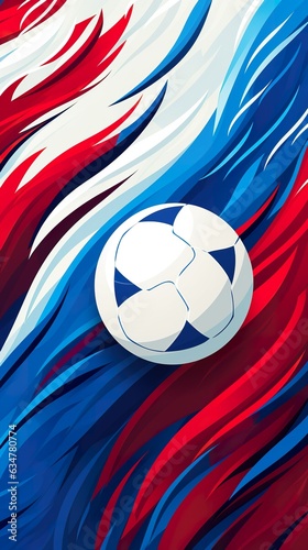 soccer ball illustration  blue red and white  football concept
