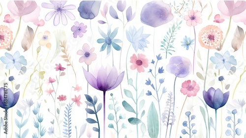 Fototapeta Naklejka Na Ścianę i Meble -  watercolor style abstract flower background in pink blue purple soft tone color, Generative Ai