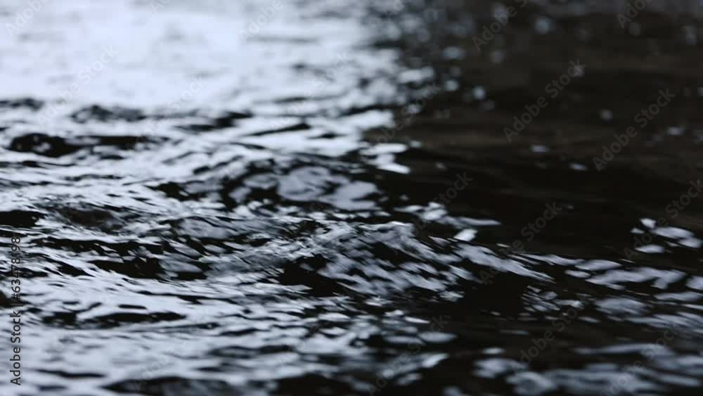 Massive Stream of Dark Water Close-up, Slow Motion Massive Stream of Dark Water Close-up, Slow Motion