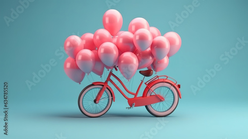 Minimalistic valentine's day card, bike with flowers. Generative Ai © MDRobiul