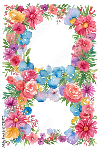 Watercolor party decoration vibrant  with flower clipart on transparent background © Nisit