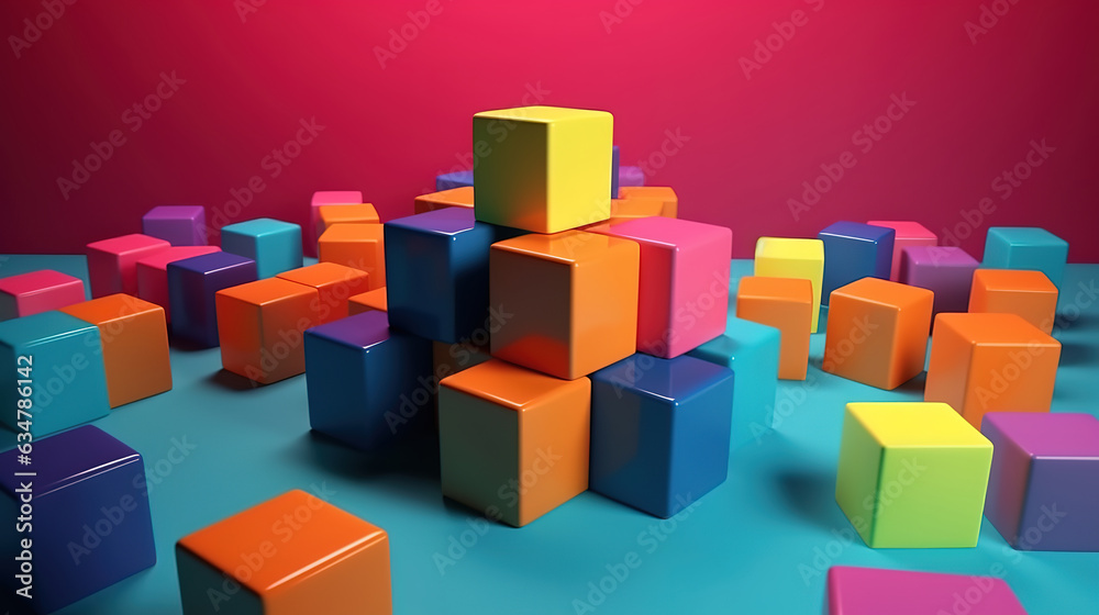 Colorful cubes on background. educational concept. Generative Ai Colorful cubes on background. educational concept. Generative Ai