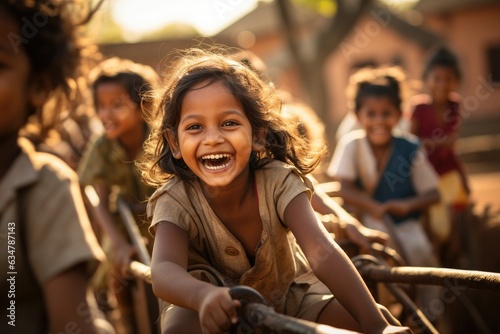 Children's Laughter in a Village Playground © FryArt Studio
