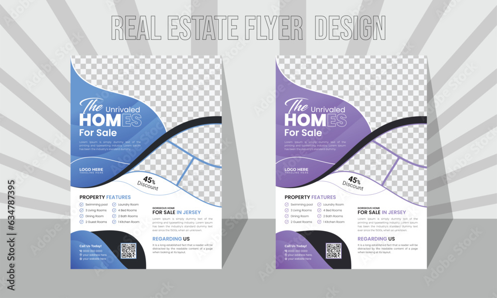 flyer designed in a vector format For Real Estate Company.