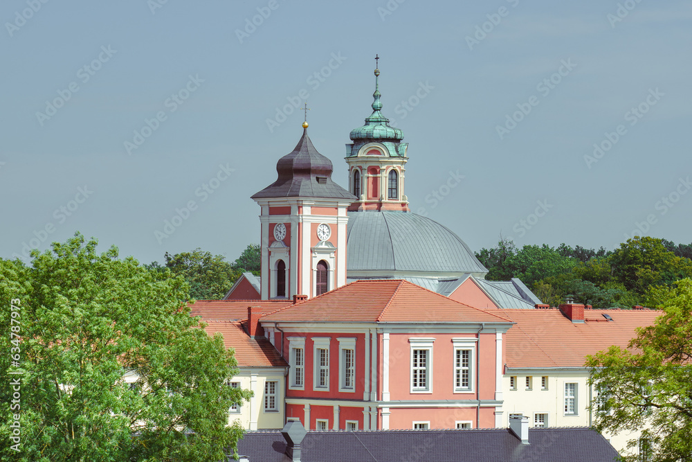Towers above a small European town. Greater Poland. Owinska