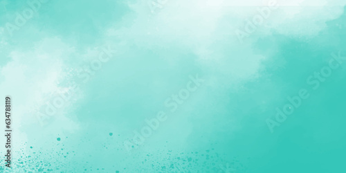 Mint sky with clouds watercolor texture streaks. Mint watercolor background for your design, watercolor background concept, vector. Mint abstract watercolor texture background. Turquoise watercolor.