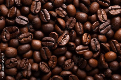 Fresh coffee beans brown grain texture background.Generative Ai.