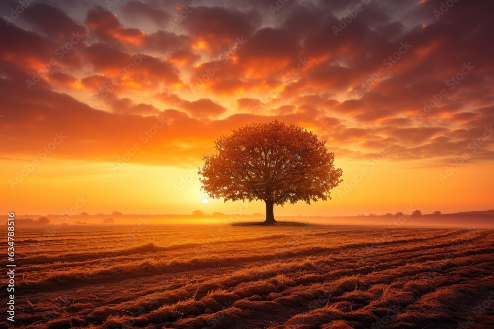Golden Sunrise over a Tranquil Countryside Golden Sunrise over a Tranquil Countryside