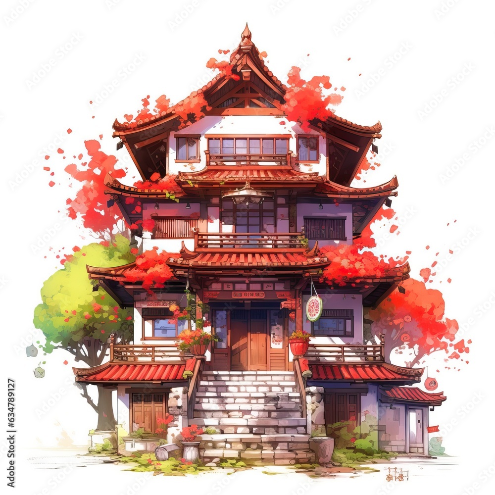 House anime style, House red tile white background high quality ai image generated House anime style, House red tile white background high quality ai image generated