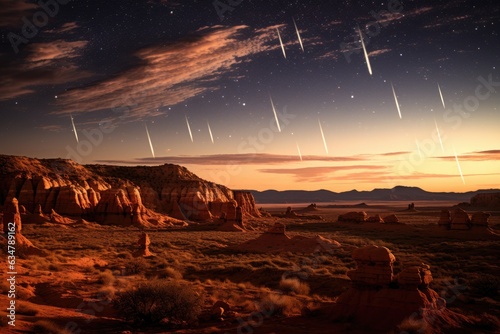 Meteor Shower Spectacle over Desert Landscape