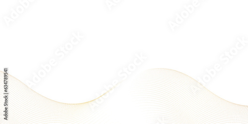 Abstract gold gradient wave element for design. Digital frequency track equalizer. 3d wavy gold lines swoosh on white background. Luxury beauty thin curves, swirl as stream flow pattern.