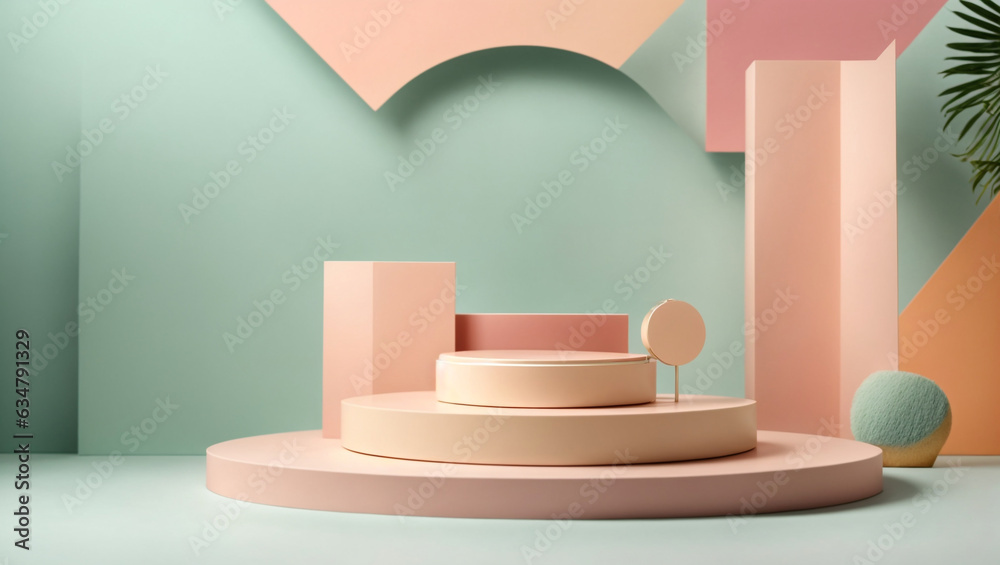 PAstel podium on abstract look background empty space Platform for product promotion PAstel podium on abstract look background empty space Platform for product promotion
