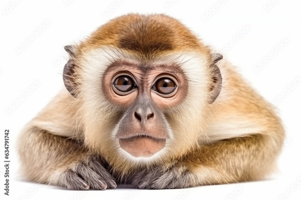 Monkey isolate on white background.Generative Ai. Monkey isolate on white background.Generative Ai.