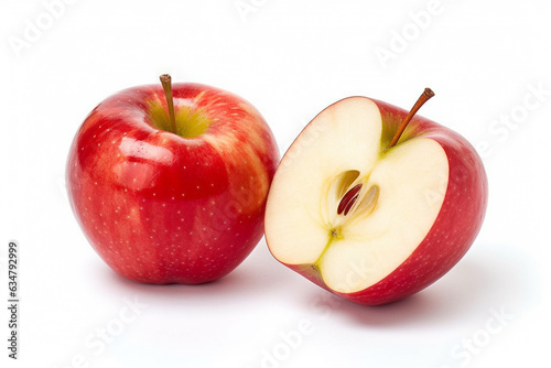 Fresh apples isolated on white background.Generative Ai.