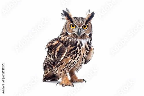 Owl isolate on white background.Generative Ai.