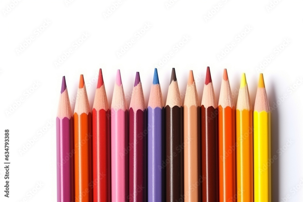 Color pencils isolated on a white background.Generative Ai. Color pencils isolated on a white background.Generative Ai.