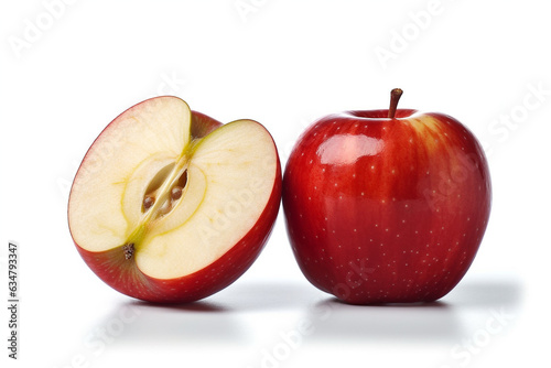 Fresh apples isolated on white background.Generative Ai.