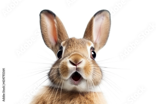 Portrait of bunny isolate on white background.Generative Ai.