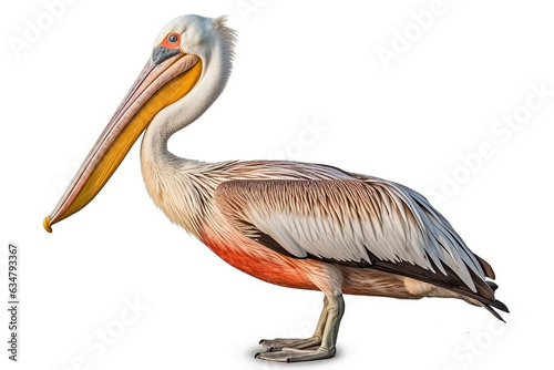 Pelican isolate on white background.Generative Ai.