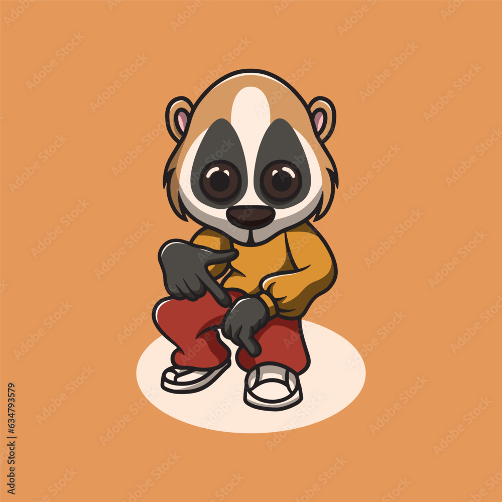 cute slow loris dancing cartoon illustration cute slow loris dancing cartoon illustration