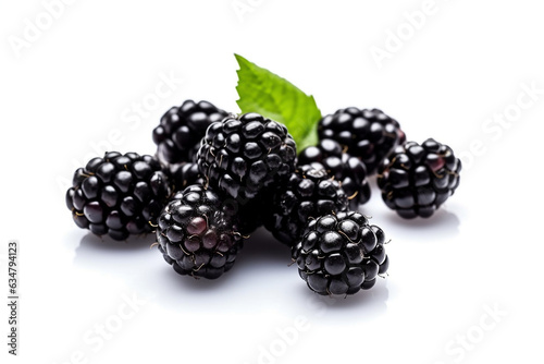 Fresh  blackberry isolated on white background.Generative Ai.