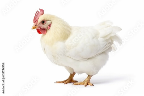 White chicken isolate on white background.Generative Ai.
