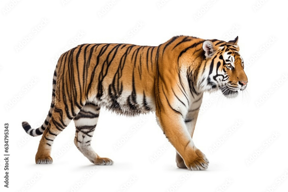 Tiger isolate on white background.Generative Ai.