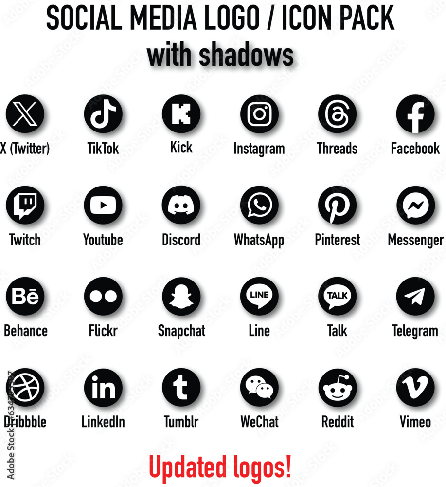 Social media icon round pack, new social media logos and symbols 2023