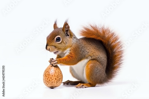 Squirrel isolate on white background.Generative Ai.