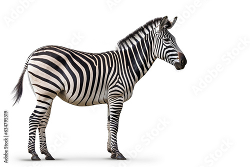 Zebra isolated isolate on white background.Generative Ai.