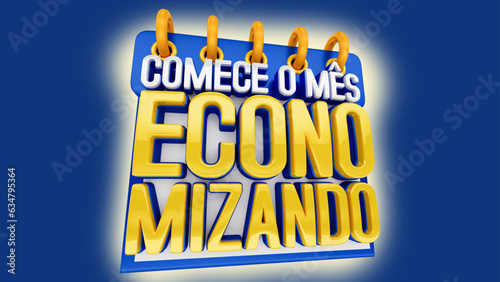 selo 3d ''comece o mês economizando''